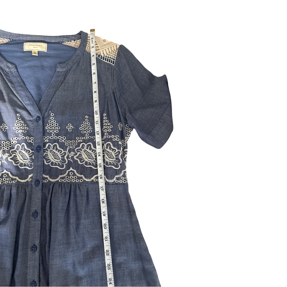 Moulinette Soeurs Blue and Cream Midi Dress - Picture 5 of 6